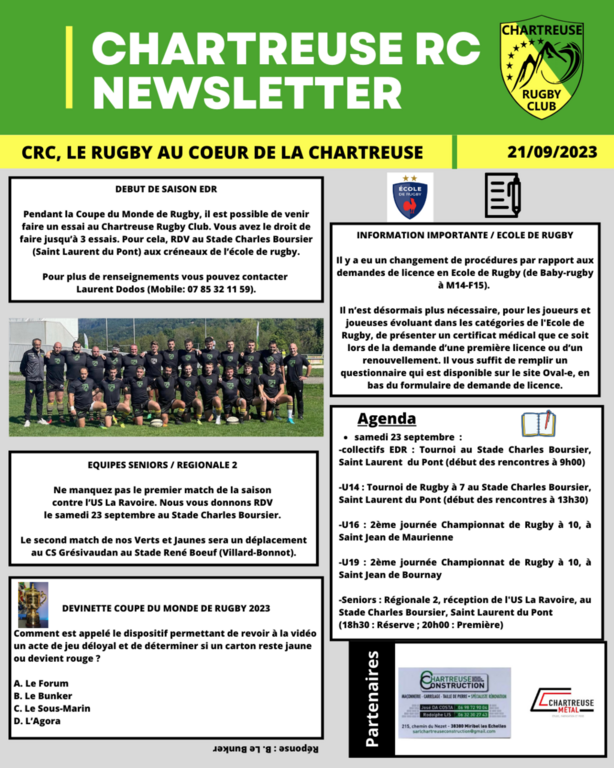 Newsletter du Chartreuse Rugby Club 23-24_Numéro 5