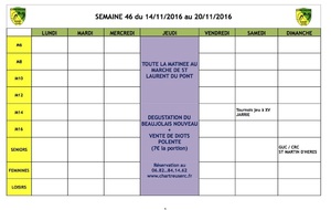 Programme de la semaine du 14 au 20 Novembre
