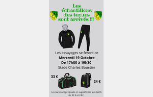 Essayage des tenues ce MERCREDI 19 Octobre de 17h00 à 19h30