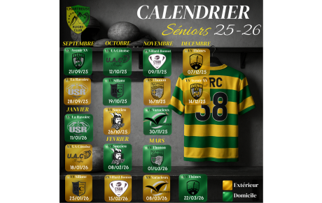 Calendrier séniors régional 2 2025-2026