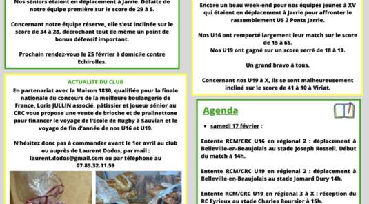 Newsletter du Chartreuse Rugby Club n°24